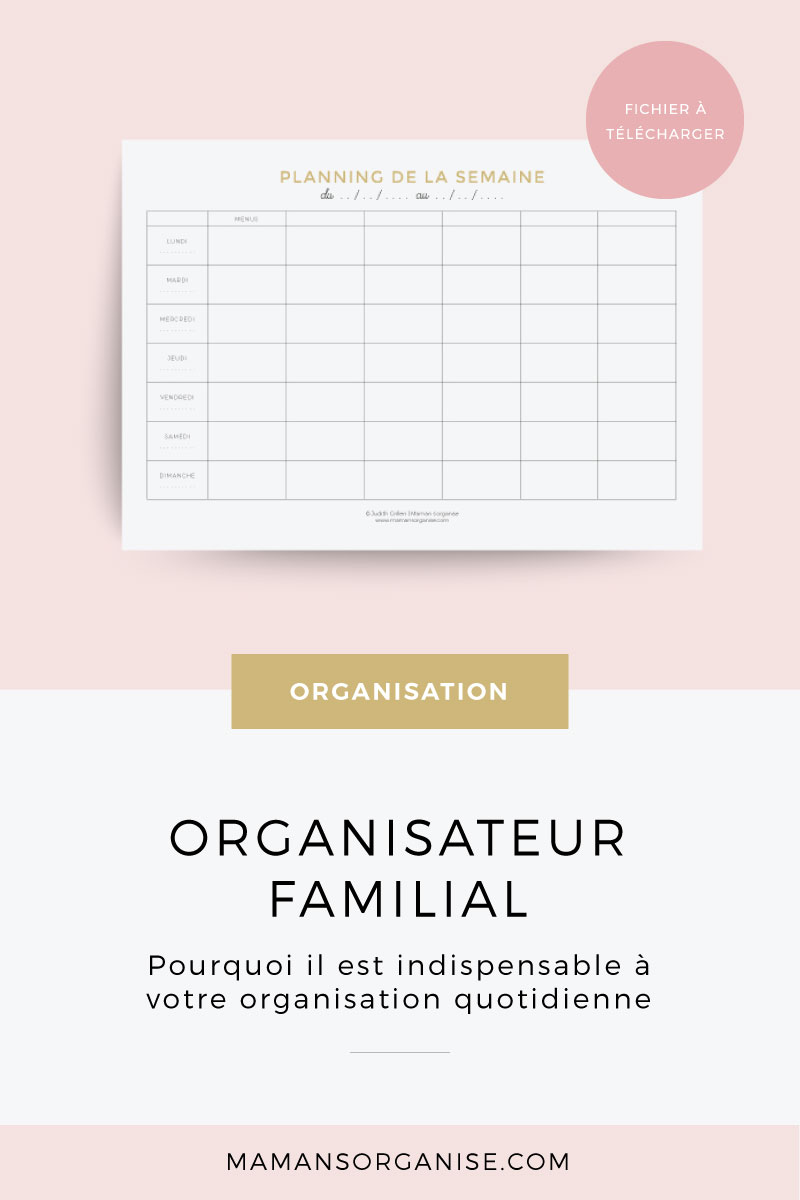 Organisateur familial pour les repas et l'organisation de la semaine à télécharger