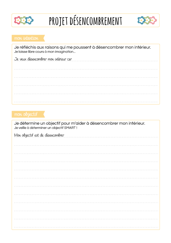 Projet désencombrement, fiche 1 : intention et objectif