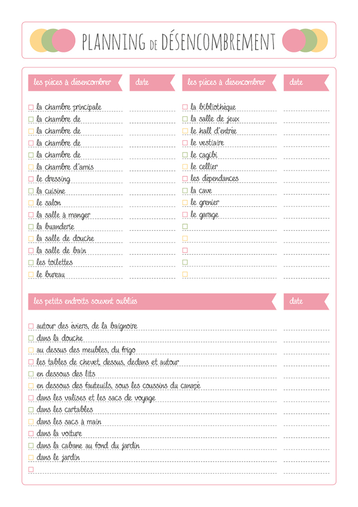 Planning de désencombrement